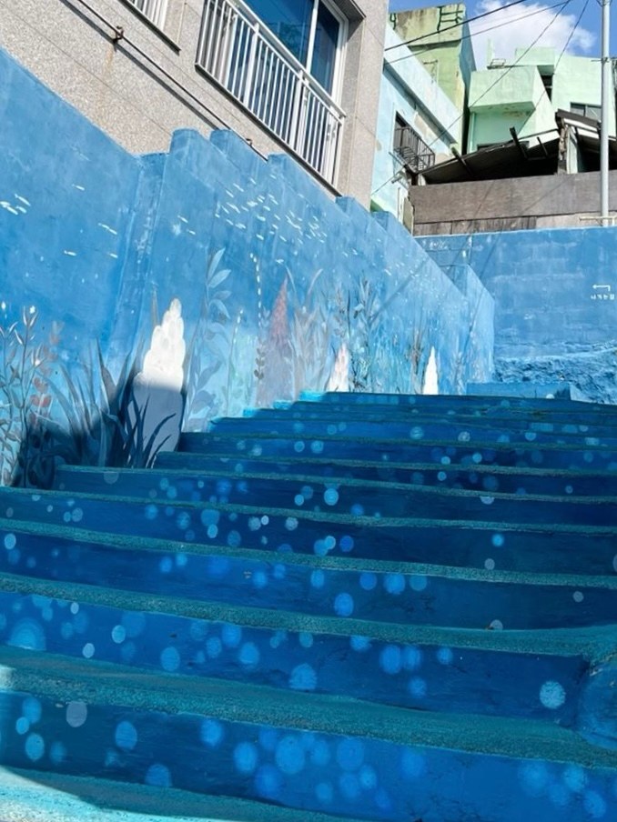 Blue stairway · Huinnyeoul Culture Village · May 2026